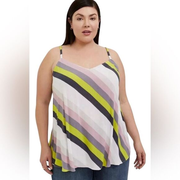 torrid Tops - Torrid Sophie Crinkle Gauze Swing Cami Tank Top Striped Womens Size 1X